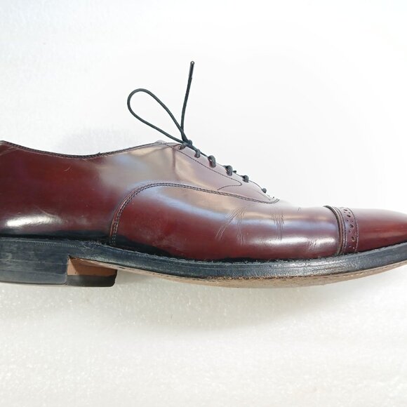 Johnston & Murphy Aristocraft Burgundy Leather Cap Toe Oxfords Mens 10 Good Cond - Picture 4 of 15